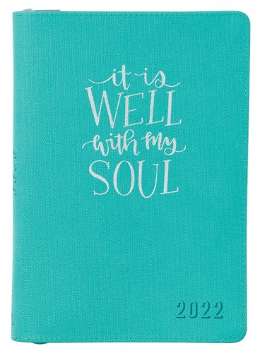 Cover of 2022 It Is Well With My Soul Executive Planner, Teal Faux Leather