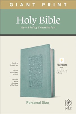 Cover of NLT Giant-Print Personal-Size Bible, Filament Enabled Edition--soft leather-look, floral frame teal