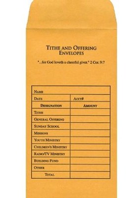 Cover of Tithe and Offering Envelopes, 100