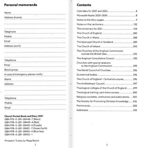 Cover of 2021 Church Pocket Book and Diary, Green Earth