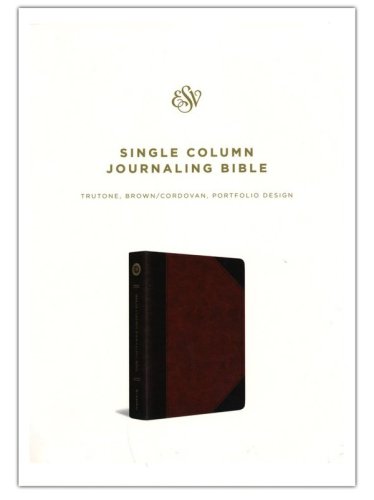 Cover of ESV Single-Column Journaling Bible--soft leather-look, brown/cordovan with portfolio design