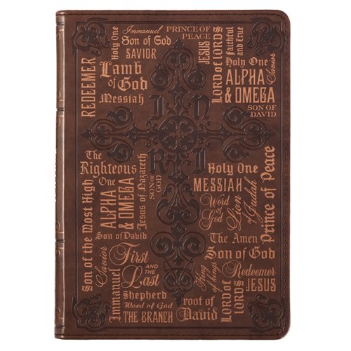 Cover of Names of Jesus Journal, Lux Leather, Brown