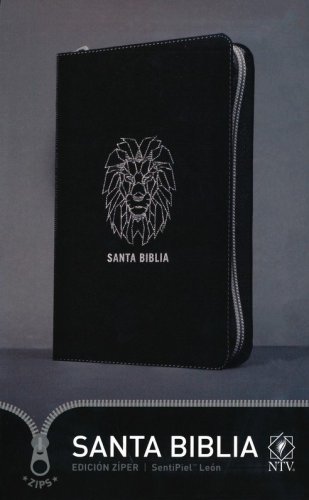 Cover of Santa Biblia NTV, Edición zíper, León, SentiPiel, Negro) (NTV Holy Bible, Zipper Edition--soft leather-look, black with lion)