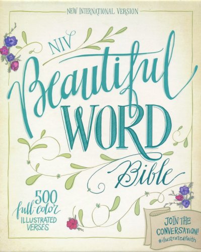 Cover of NIV Beautiful Word Bible--soft leather-look, taupe/cranberry