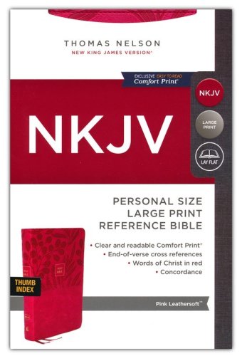 Cover of NKJV Personal-Size Large-Print Reference Bible, Comfort Print--soft leather-look, pink (indexed, red letter)