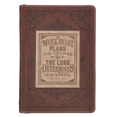 Cover of A Man's Heart Zipper Journal, Brown