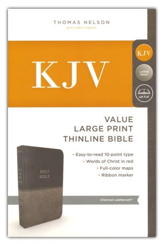 Cover of KJV, Value Thinline Bible, Large Print, Imitation Leather, Gray, Red Letter Edition