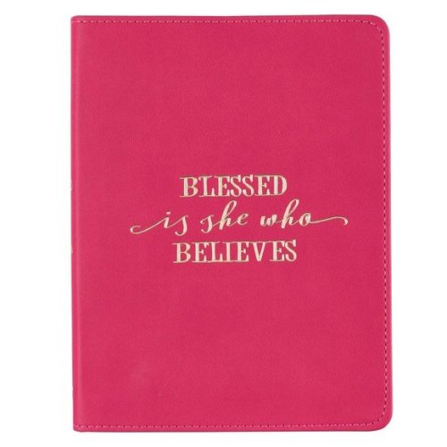 Cover of Blesssed is She Who Believes Handy Journal, LuxLeather Pink