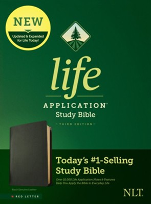 Cover of NLT Life Application Study Bible, Third Edition--black genuine leather, red-letter