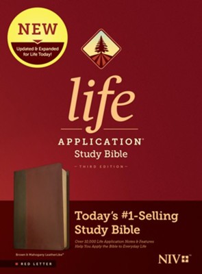 Cover of NIV Life Application Study Bible, Third Edition--soft leather-look, brown/mahogany