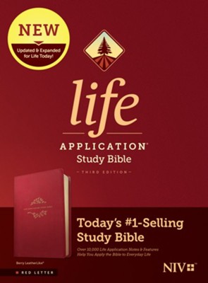 Cover of NIV Life Application Study Bible, Third Edition--soft leather-look, berry