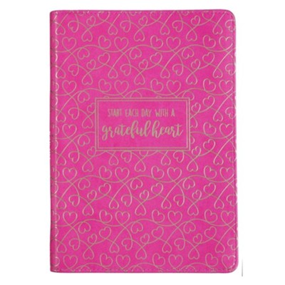 Cover of Start Each Day With a Grateful Heart Zippered Journal, LuxLeather Pink