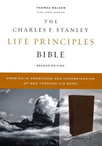 Cover of KJV Charles F. Stanley Life Principles Bible, Comfort Print--genuine leather, brown