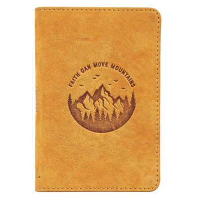 Cover of Faith Can Move Mountains Pocket Journal, Genuine Leather, Tan