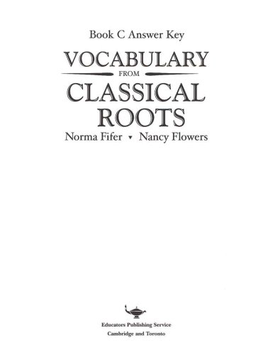 Cover of Vocabulary from Classical Roots Book C Answer Key Only (Homeschool Edition)