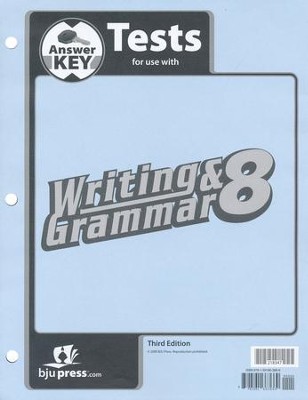 Cover of BJU Press Writing & Grammar Grade 8, Tests Answer Key (Third Edition)