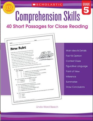 Cover of Comprehension Skills: Short Passages for Close Reading: Grade 5