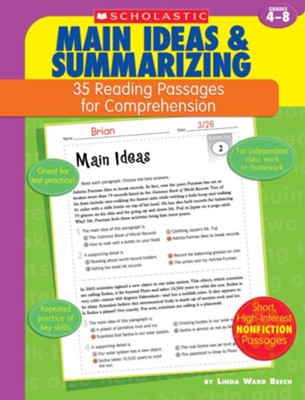 Cover of 35 Reading Passages for Comprehension: Main Ideas & Summarizing