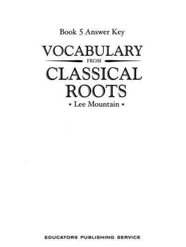 Cover of Vocabulary from the Classical Roots 5 Answer Key (Homeschool Edition)