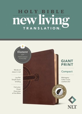 Cover of NLT Compact Giant Print Bible, Filament Enabled Edition (Red Letter, LeatherLike, Mahogany Celtic Cross, Indexed)