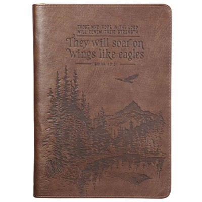 Cover of The Will Soar On Wings Like Eagles Zipper Journal, Brown