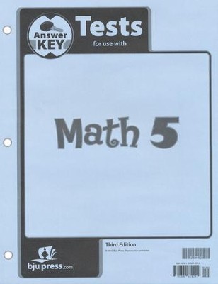 Cover of BJU Press Math Grade 5 Tests Answer Key, Third Edition