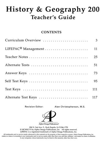 Cover of Lifepac History & Geography Teacher's Guide, Grade 2