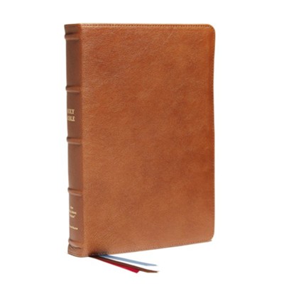 Cover of NKJV, End-of-Verse Reference Bible, Personal Size Large Print, Premium Goatskin Leather, Brown, Premier Collection, Red Letter, Comfort Print