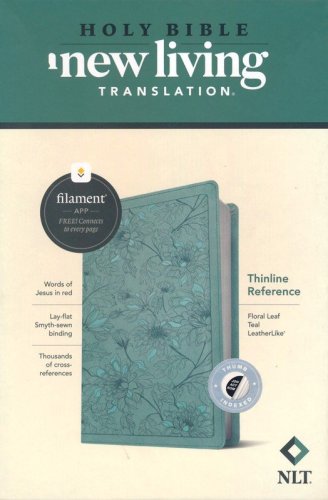 Cover of NLT Thinline Reference Bible, Filament Enabled Edition--soft leather-look, floral leaf teal (indexed)