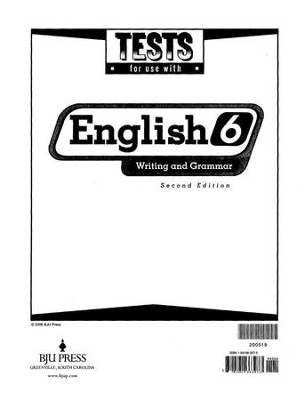 Cover of BJU Press English Grade 6 Tests, Second Edition