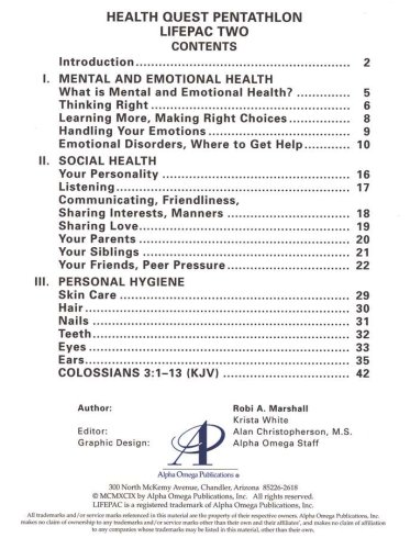 Cover of Health Quest Lifepac 2: Mental Health