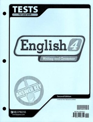Cover of BJU Press English: Writing & Grammar Grade 4 Tests Answer Key 2nd Ed.