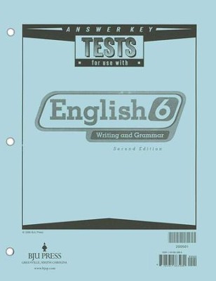 Cover of BJU Press English Grade 6 Test Answer Key, Second Edition