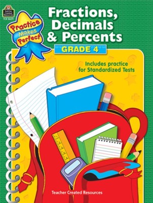 Cover of Practice Makes Perfect: Fractions, Decimals and Percents (Grade 4)