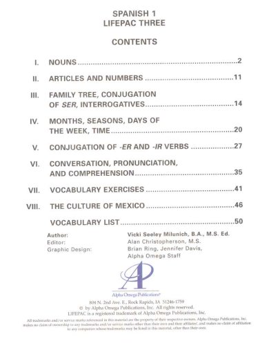 Cover of Spanish 1 Lifepac 3: The Family and Home