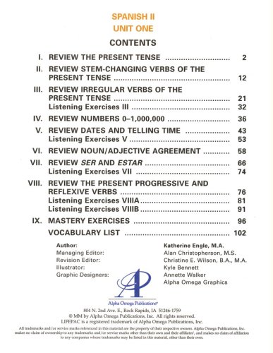 Cover of Spanish 2 Lifepac 1: Grammar Review