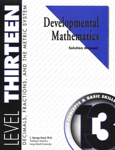 Cover of Developmental Math, Level 13, Solution Manual