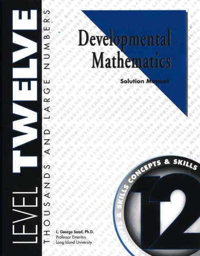 Cover of Developmental Math, Level 12, Solution Manual