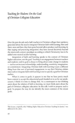 Cover of Educating for Shalom: Essays on Christian Higher Education