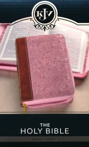 Cover of KJV Pocket Bible--soft leather-look, pink/brown with zipper
