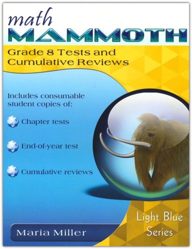 Cover of Math Mammoth Grade 8 Tests and Cumulative Reviews