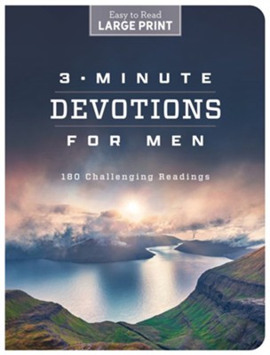 Cover of 3-Minute Devotions for Men Large Print: 180 Challenging Readings