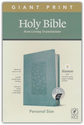 Cover of NLT Giant-Print Personal-Size Bible, Filament Enabled Edition--soft leather-look, floral frame teal (indexed)